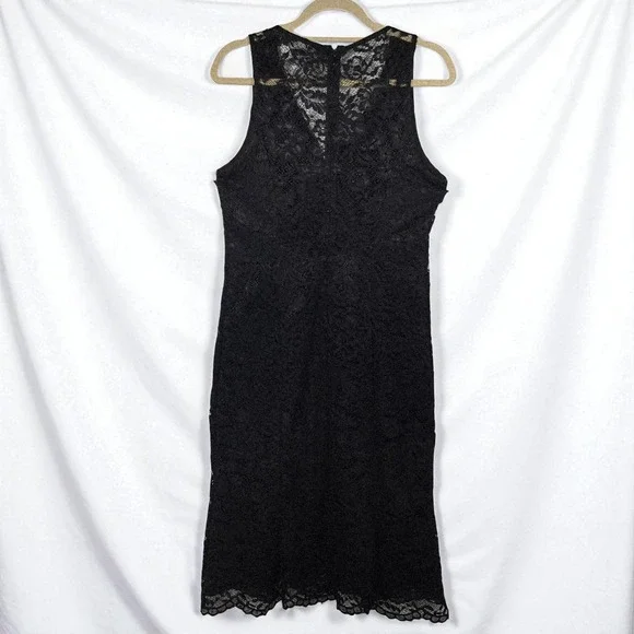 nicole miller embroidered lace dress Nicole Miller Black Shimmer Lace Fitted Dress main image 1